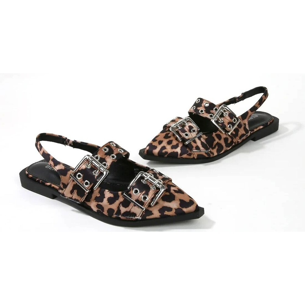 Berness Addison Double Buckled Slingback Flats Size 7.5 Leopard